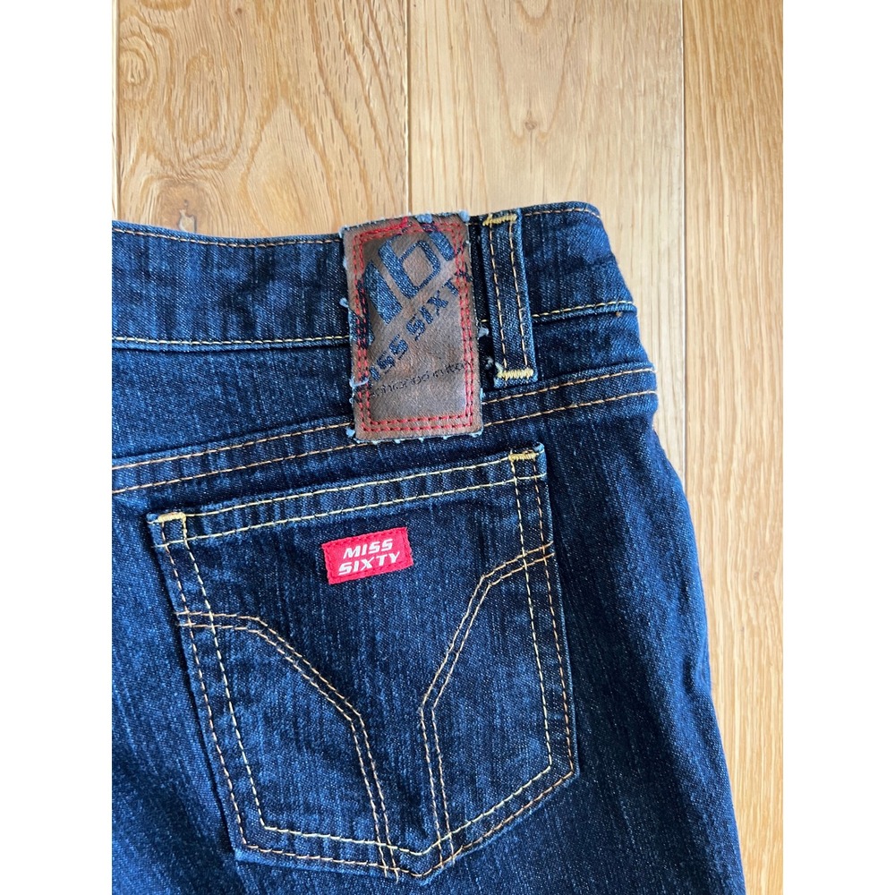 Vintage Y2K Miss Sixty Extra Low Rise Bootcut Denim Jeans Dark Wash Womens 28x32 - Picture 10 of 10